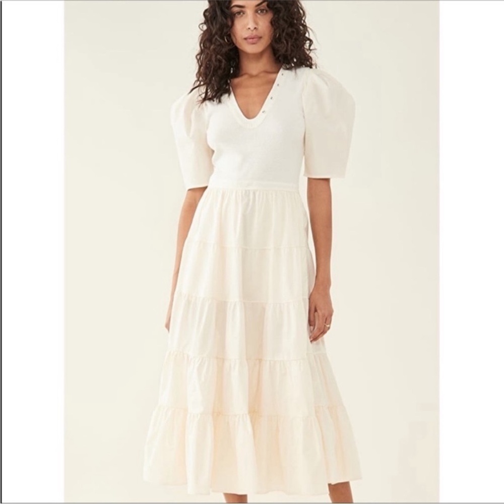 Ulla Johnson Rory mixed media cotton A-line dress size small